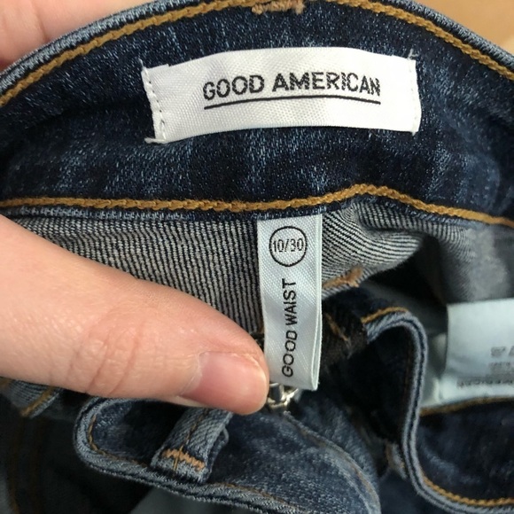 GOOD AMERICAN Good Waist Jeans 10 30 Exposed Zipper Stretch Denim Ankle Zip Blue - Picture 11 of 11